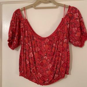 Free People Off the Shoulder Floral Top